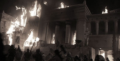 Palace in flames