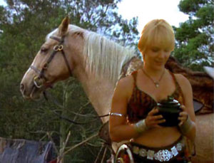 Gabrielle holding urn