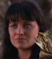 Cat licking Xena