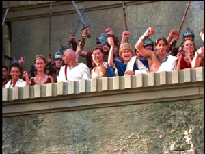 People cheerinig